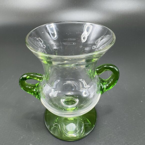 1980s Venetian Glass Small Vase With Applied Handles Toothpick Holder Italian - Picture 8 of 9